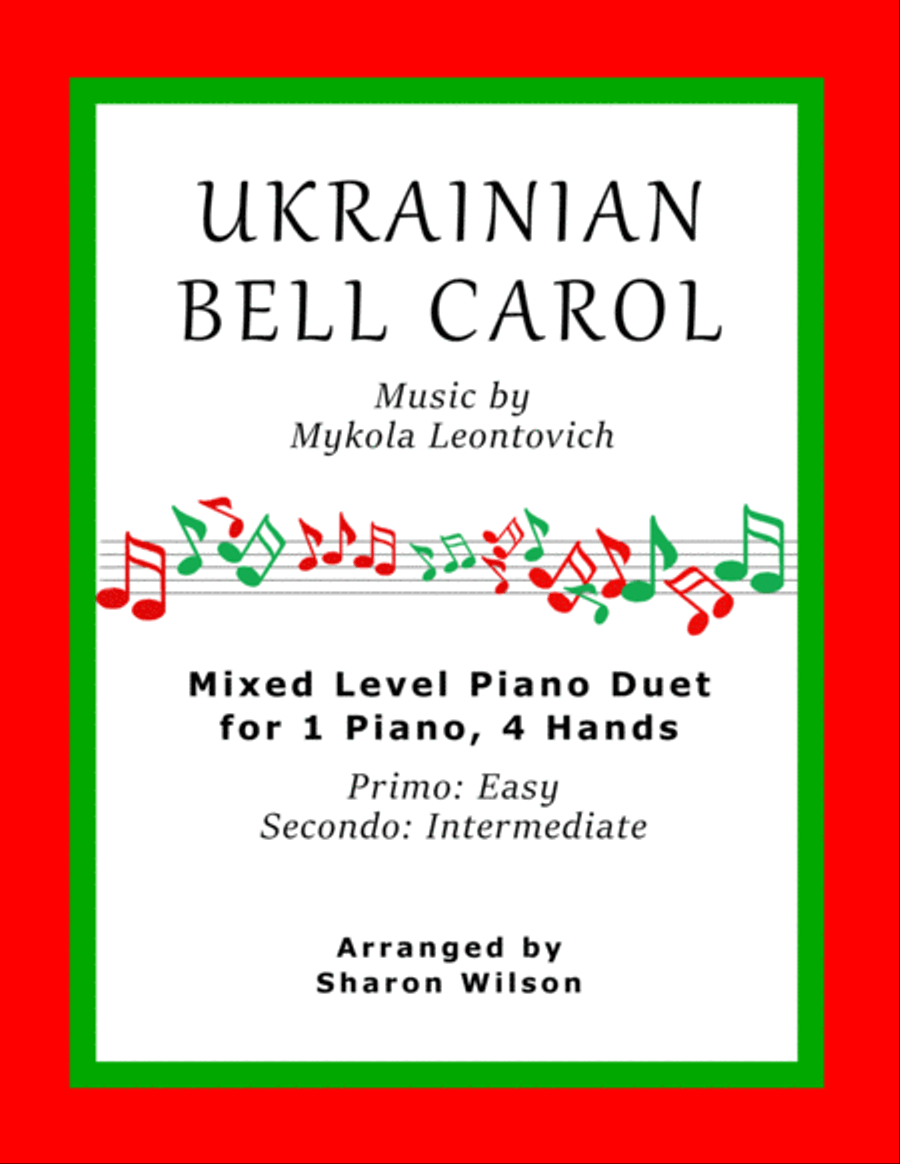 Ukrainian Bell Carol (Easy Piano Duet; 1 Piano, 4 Hands) Easy Piano scores gallery preview page 1