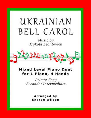 Book cover for Ukrainian Bell Carol (Easy Piano Duet; 1 Piano, 4 Hands)