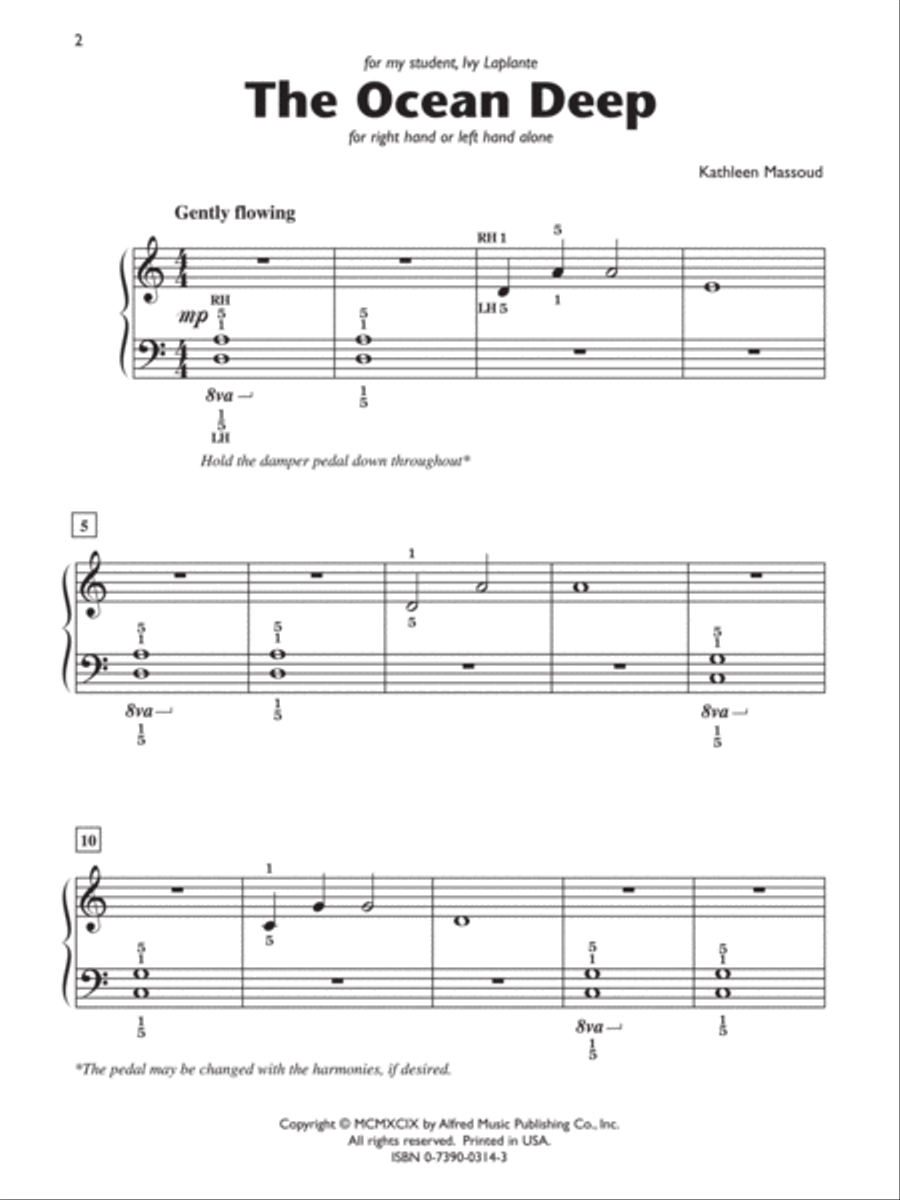 The Ocean Deep (for right hand or left hand alone) Easy Piano scores gallery preview page 2