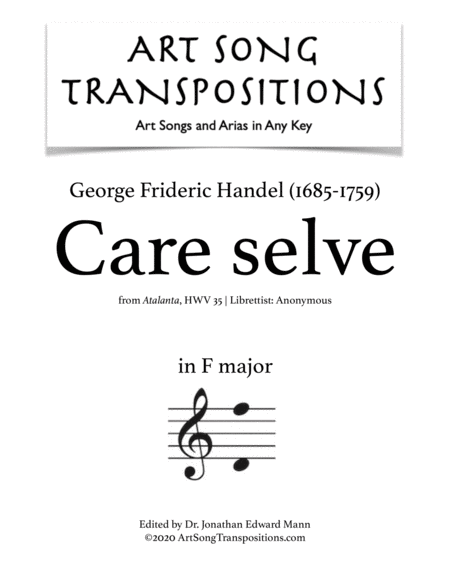 HANDEL: Care selve (transposed to F major)