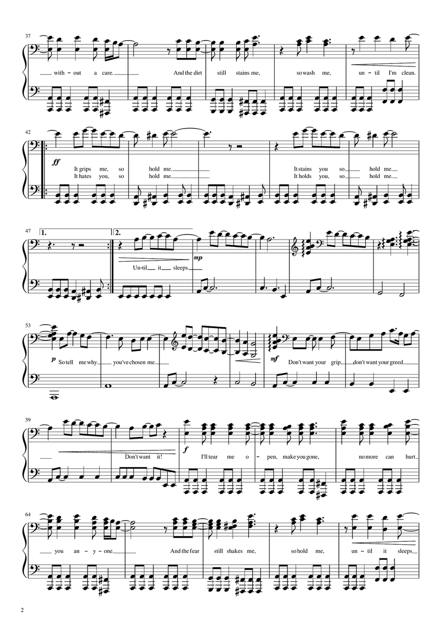 Until It Sleeps Piano Solo scores gallery preview page 2