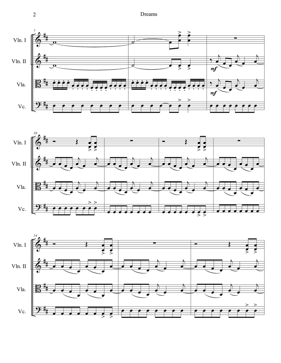 Dreams String Quartet scores gallery preview page 3