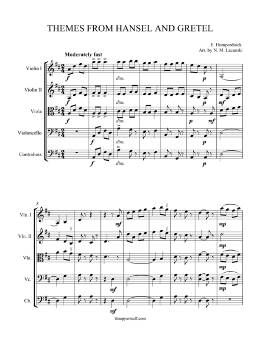 Themes from Hansel and Gretel String Orchestra scores gallery preview page 1