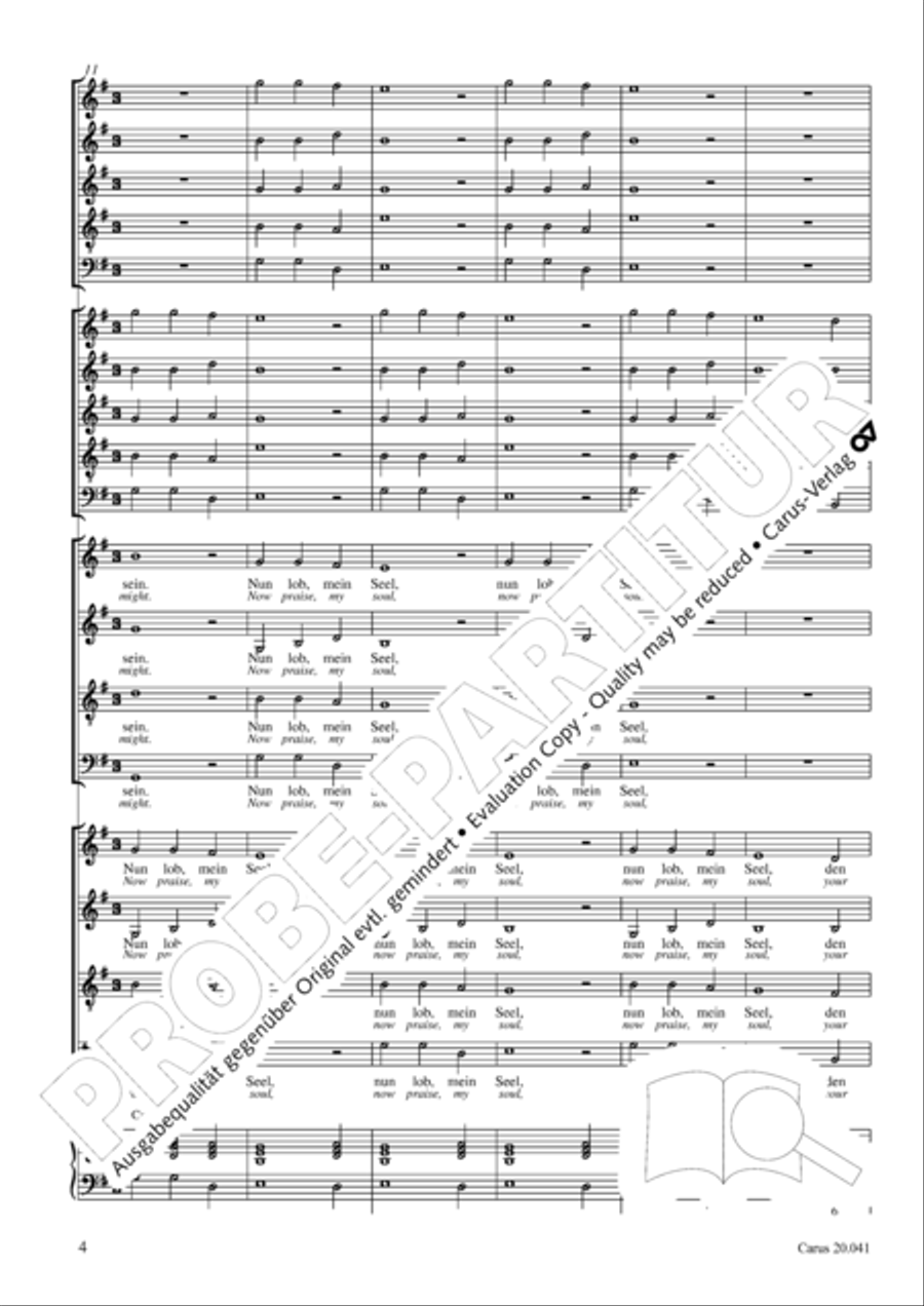 My soul, now bless thy Maker (Nun lob, mein Seel, den Herren) 4-Part scores gallery preview page 5