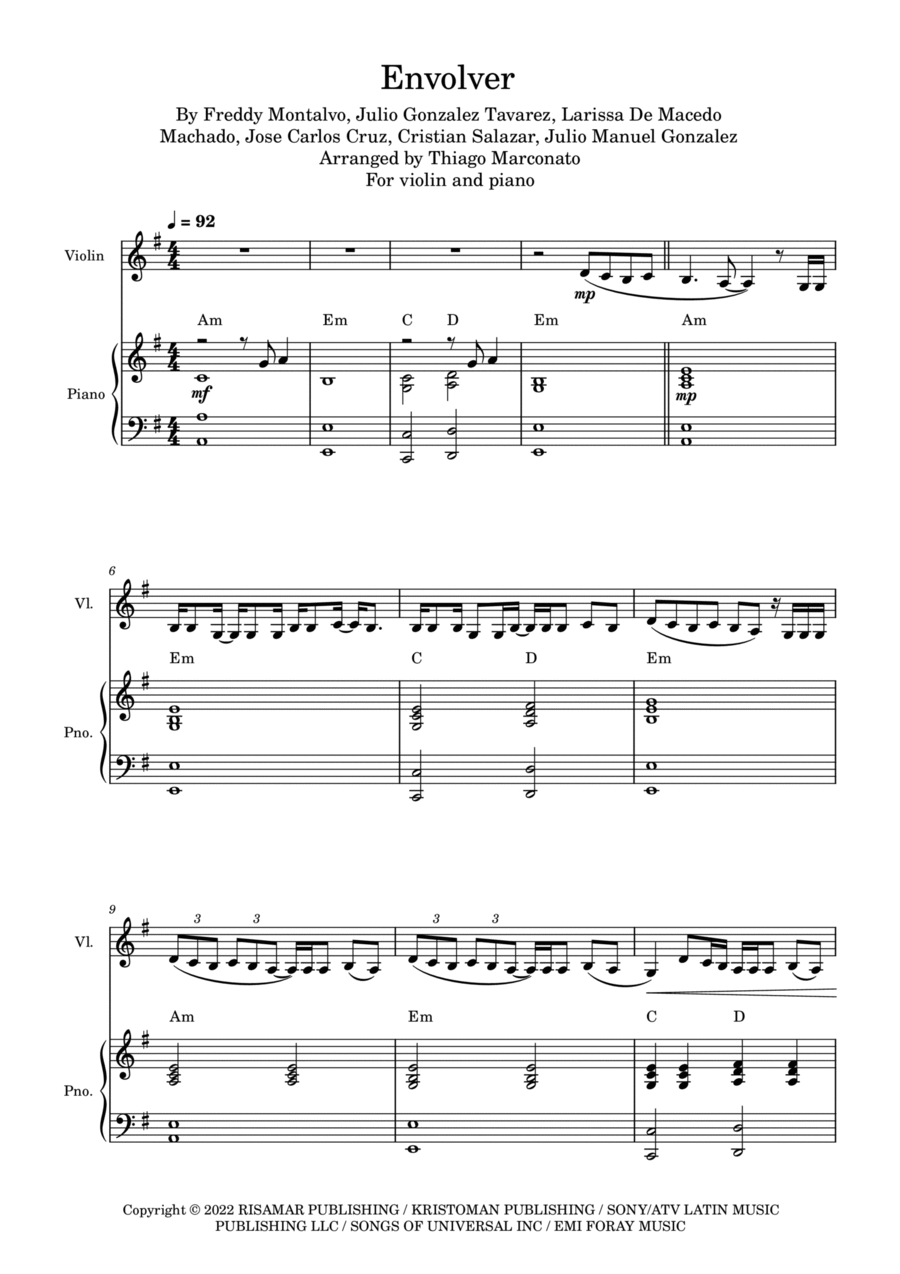 Envolver Envolver Violin Solo scores gallery preview page 1