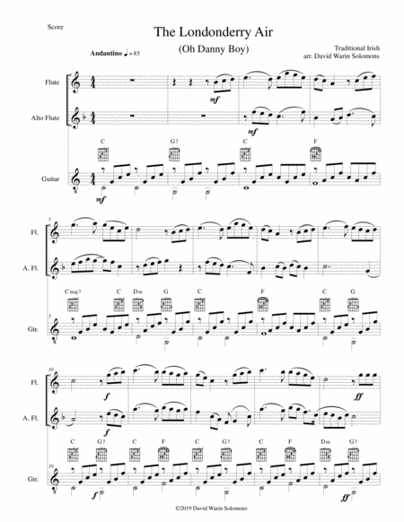 The Londonderry Air (Oh Danny Boy) for flute, alto flute and guitar image number null