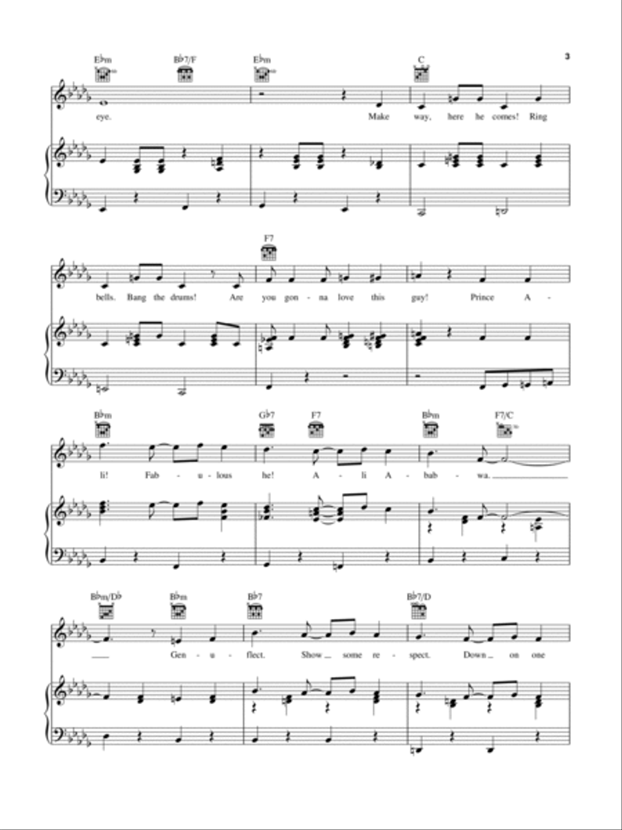 Prince Ali (from Aladdin) Piano, Vocal, Guitar scores gallery preview page 3