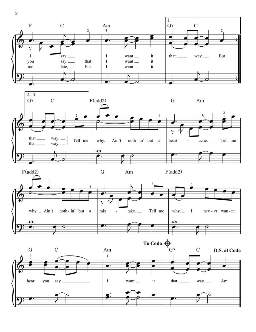I Want It That Way Easy Piano scores gallery preview page 2