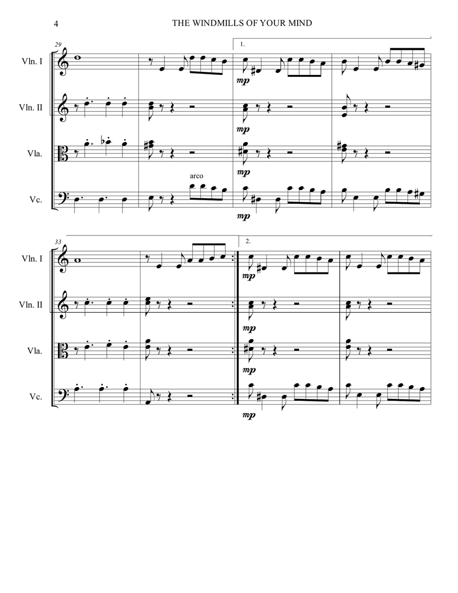 The Windmills Of Your Mind The Windmills Of Your Mind String Quartet scores gallery preview page 6