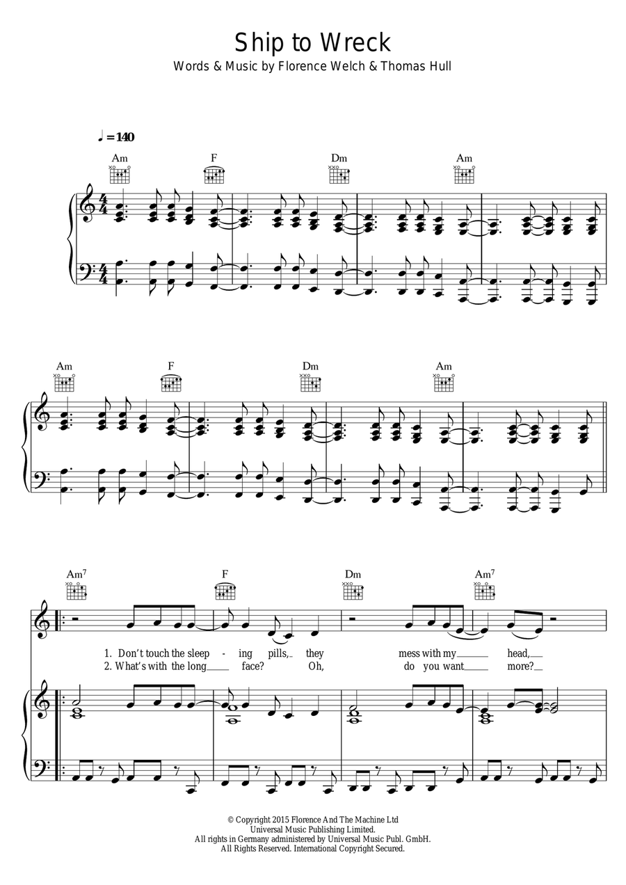 Ship To Wreck Ship To Wreck Piano, Vocal, Guitar scores gallery preview page 1