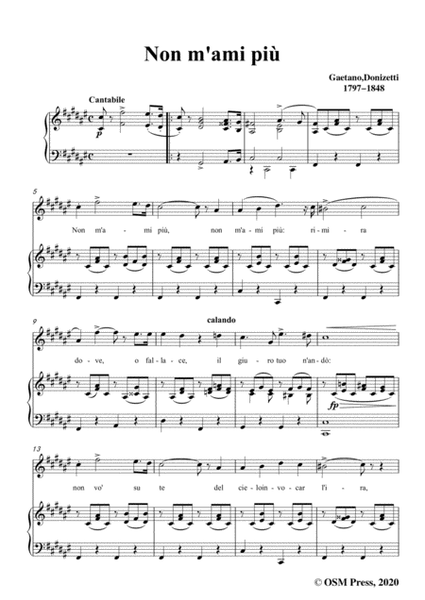Donizetti-Non m'ami piu,in F sharp Major,for Voice and Piano