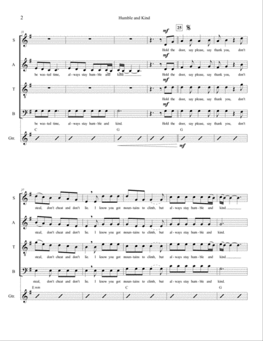 Humble And Kind 4-Part scores gallery preview page 2
