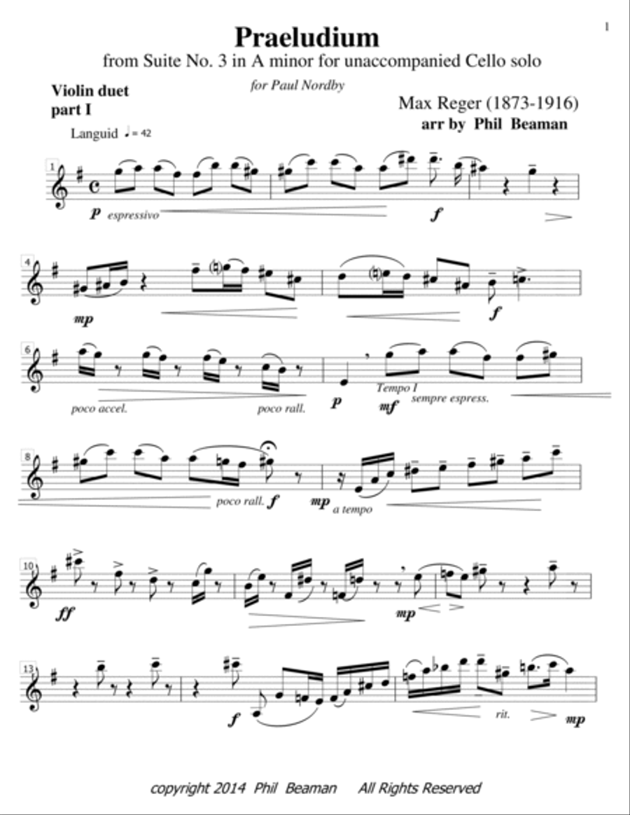 Praeludium - Reger- Violin duet String Duet scores gallery preview page 6