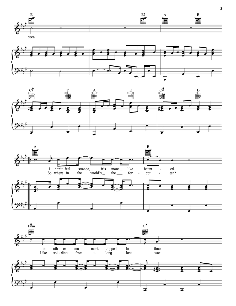 The Forgotten Piano, Vocal, Guitar scores gallery preview page 3