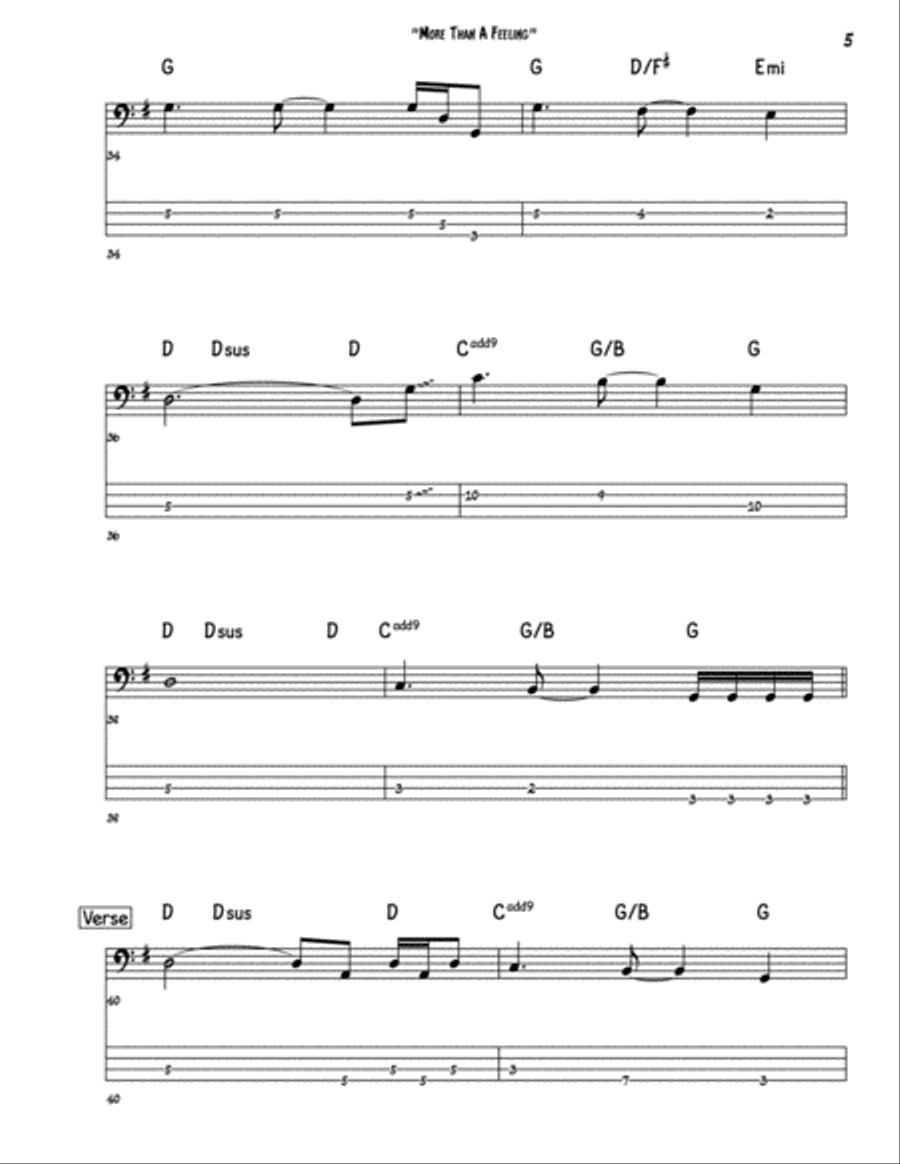 More Than A Feeling More Than A Feeling Bass Guitar scores gallery preview page 5
