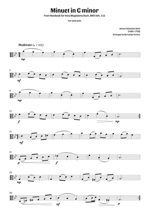 Book cover for Minuet in G minor (viola solo)