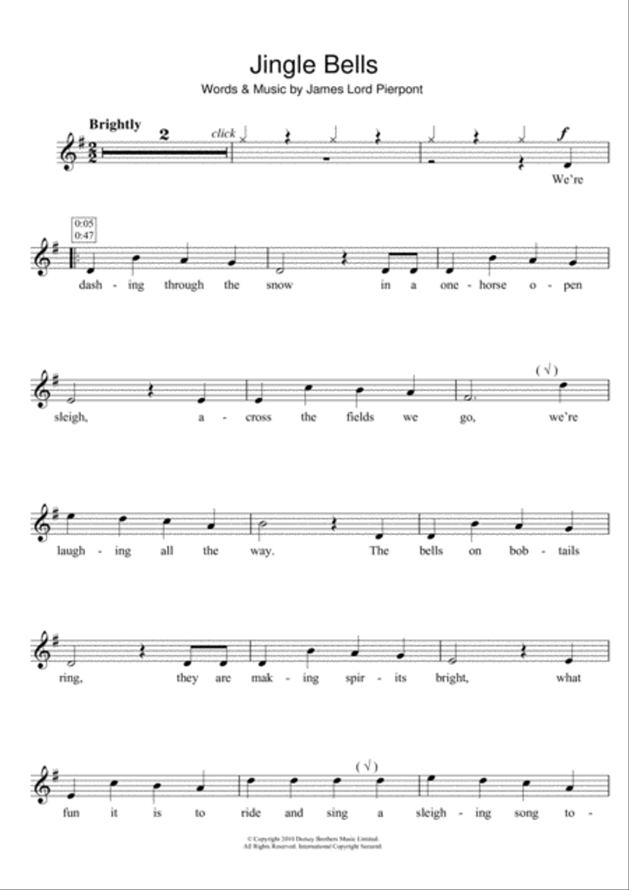 Jingle Bells Flute Solo scores gallery preview page 1