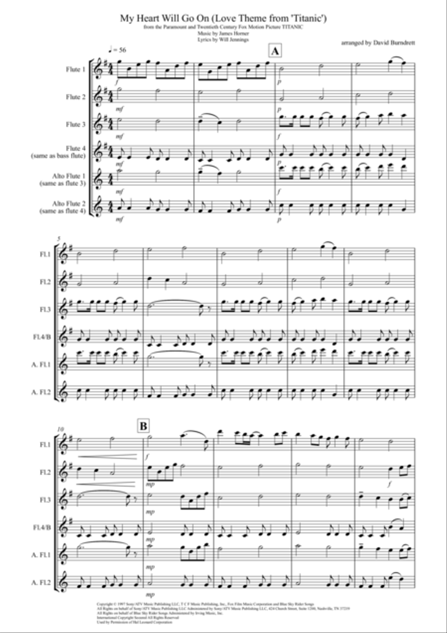My Heart Will Go On (Love Theme from Titanic) Flute Solo scores gallery preview page 1