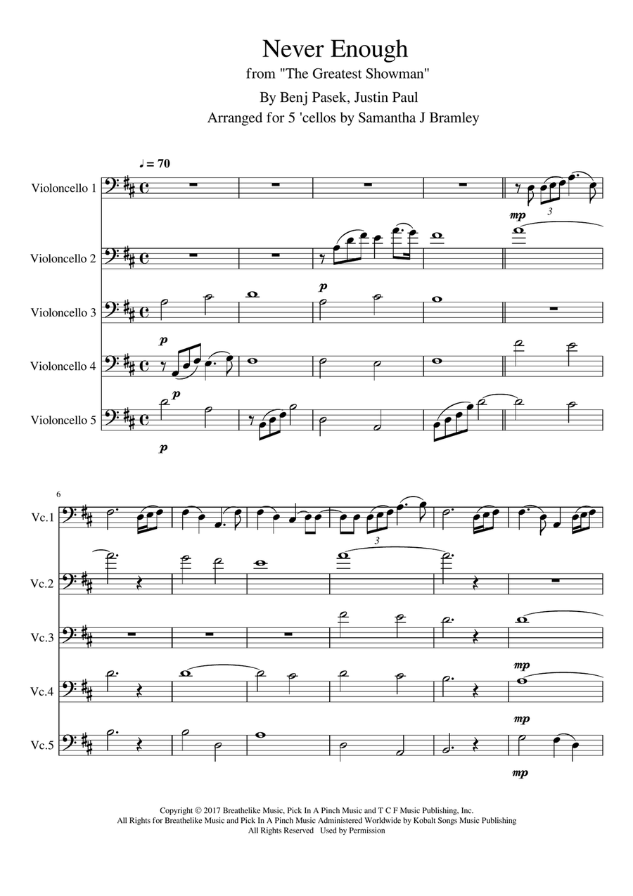 Never Enough Cello Solo scores gallery preview page 1