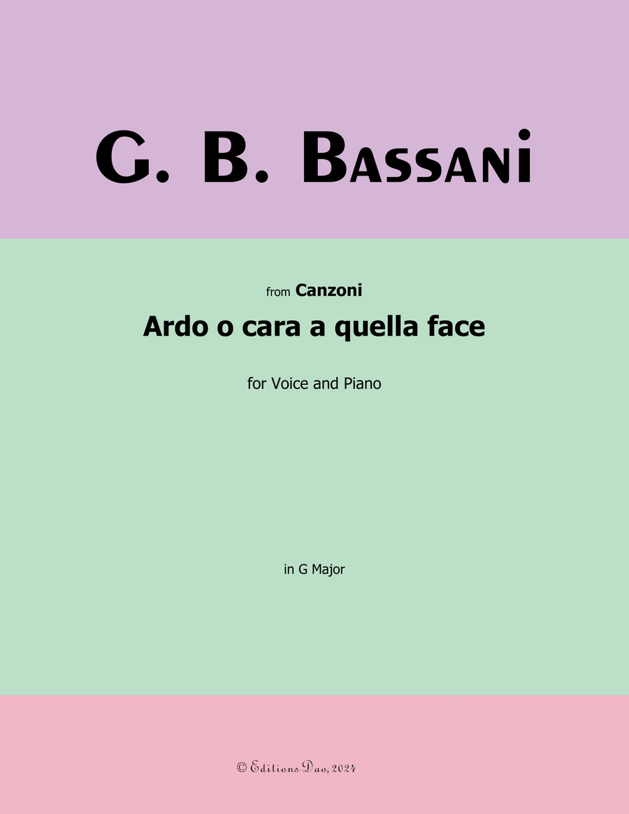 Ardo o cara a quella face, by Bassani, in G Major Voice scores gallery preview page 1
