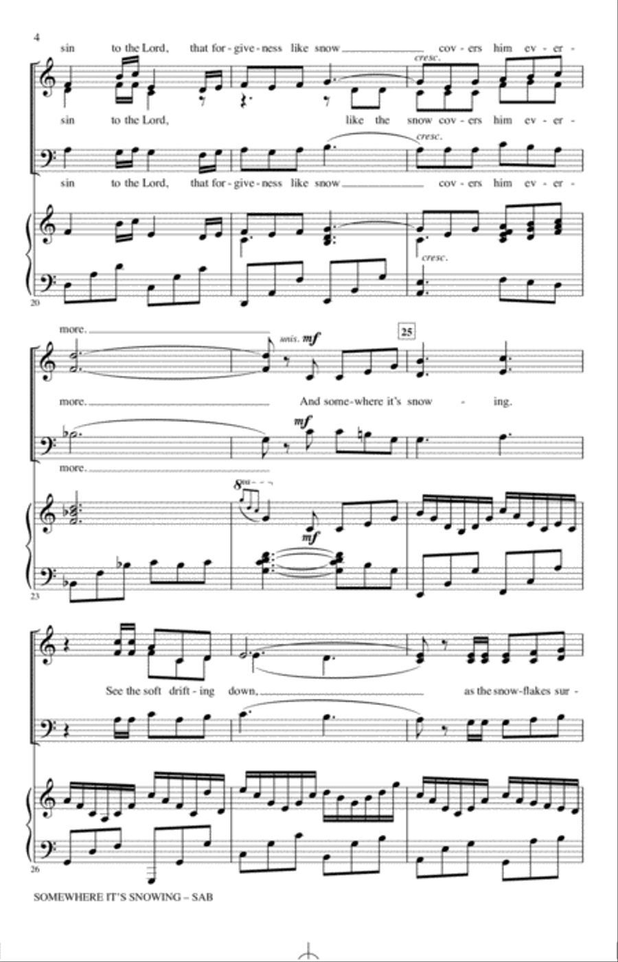 Somewhere It's Snowing (arr. John Leavitt) 3-Part scores gallery preview page 3