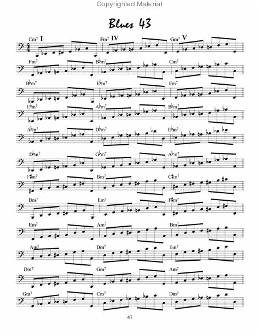 Blues Bass Lines for Piano/Keyboards in all 12 Keys Bass Guitar scores gallery preview page 3