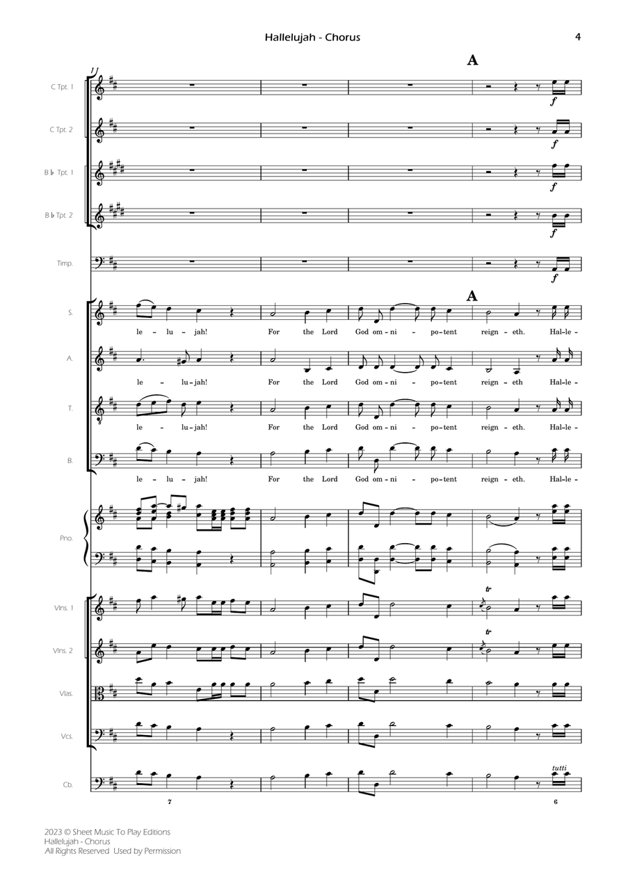 Hallelujah from Handel's Messiah - Orchestra and SATB Choir (Full Score and Parts) 4-Part scores gallery preview page 6