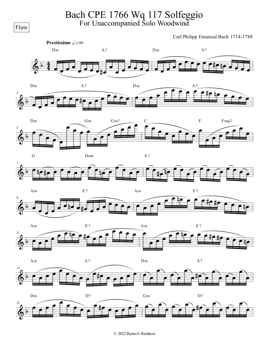 Bach CPE Solfeggio for Flute Solo Flute Solo scores gallery preview page 1