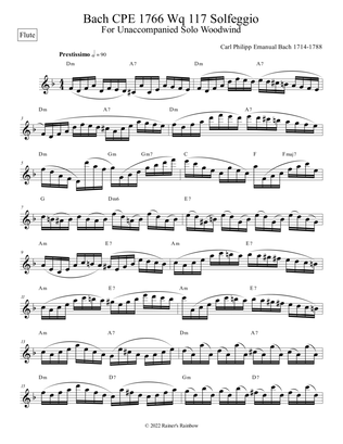 Book cover for Bach CPE Solfeggio for Flute Solo
