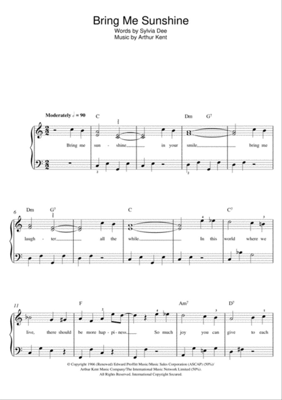 Bring Me Sunshine Bring Me Sunshine Easy Piano scores gallery preview page 1