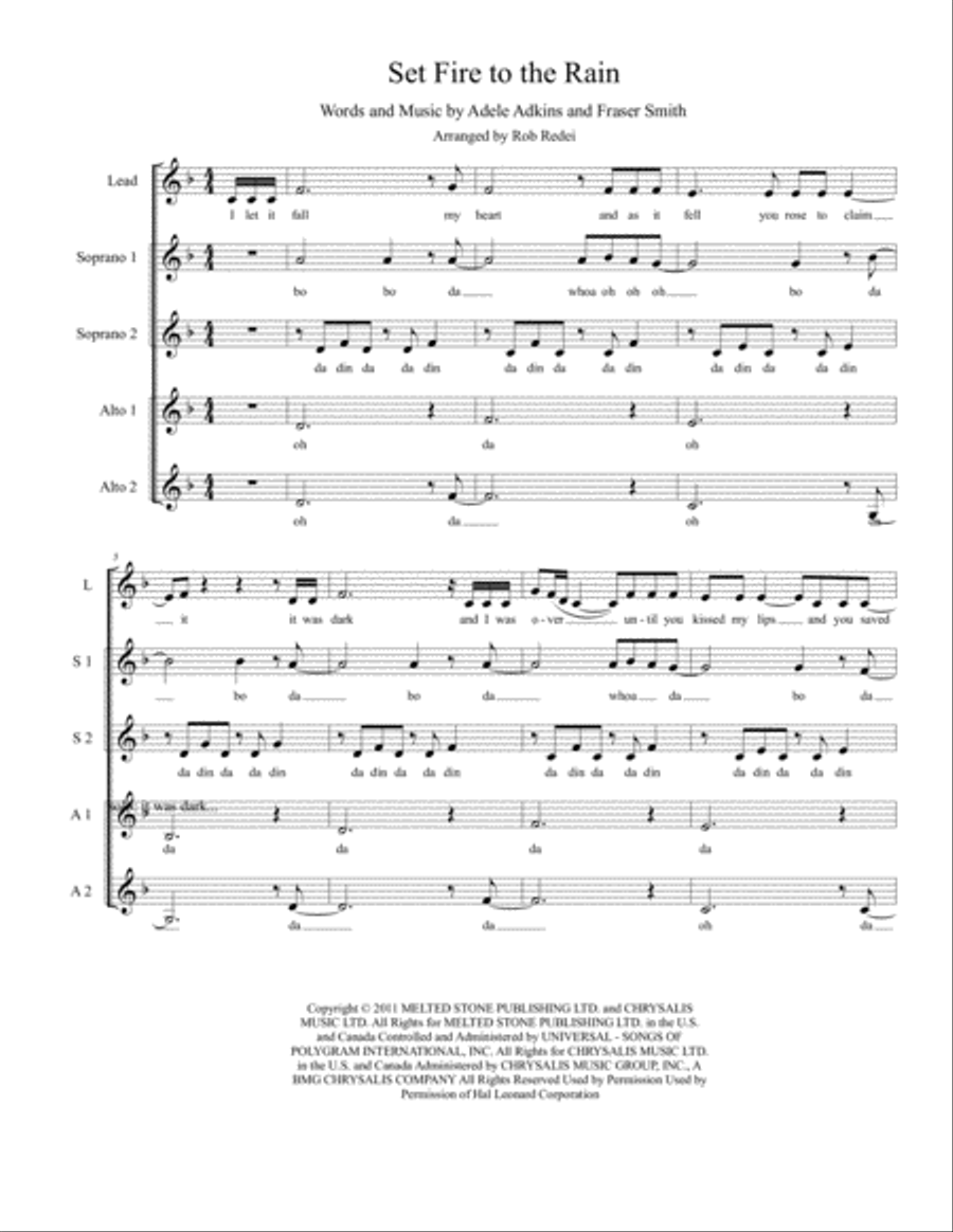 Set Fire To The Rain SSA scores gallery preview page 1