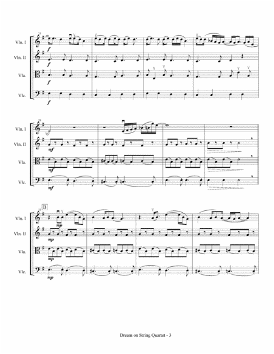 Dream On Dream On String Quartet scores gallery preview page 4