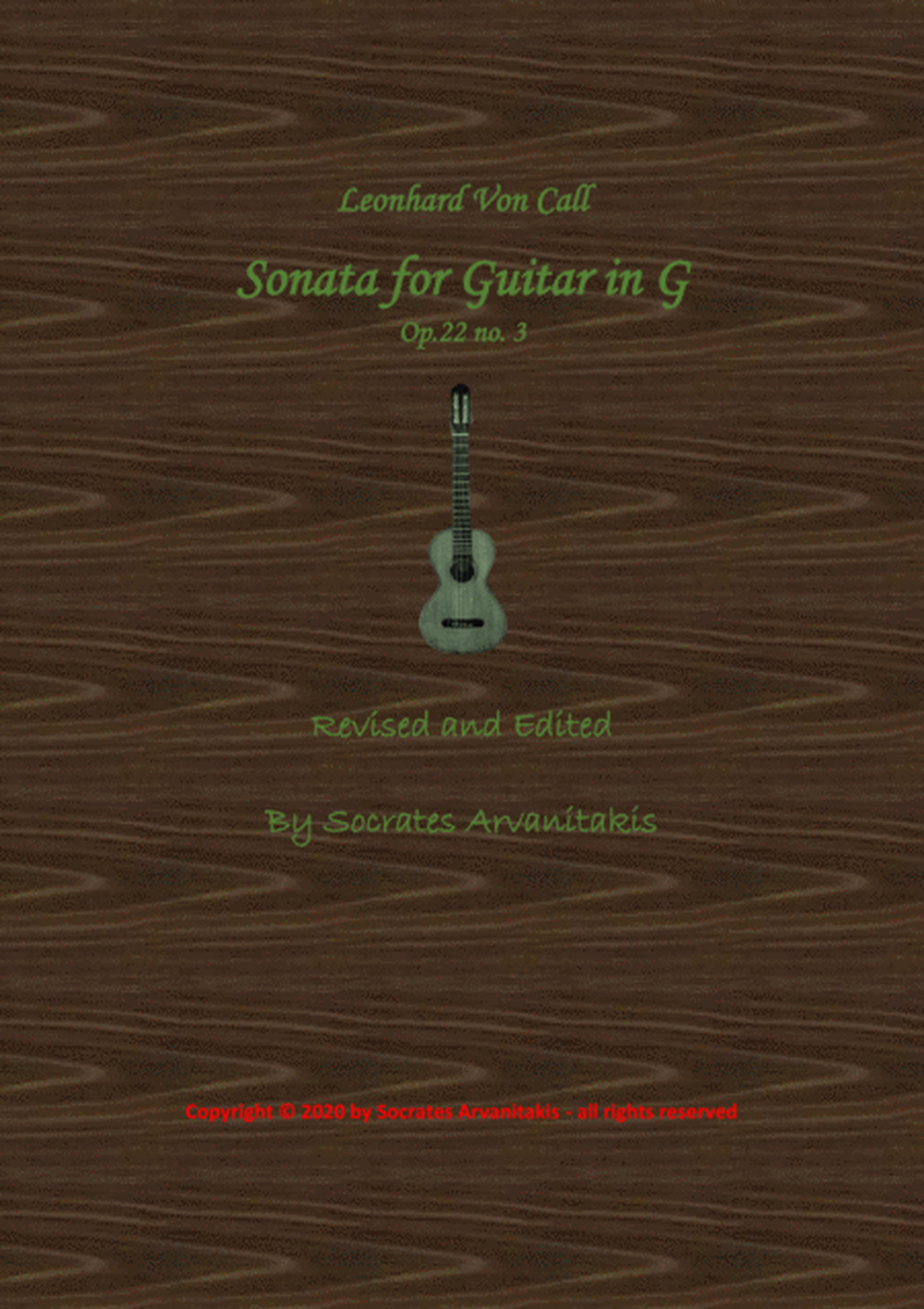 SONATA OP.22 NO.3 in G for Classical Guitar - by Leonhard Von Call image number null