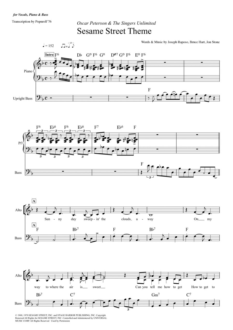 Sesame Street Theme Piano, Vocal, Guitar scores gallery preview page 1