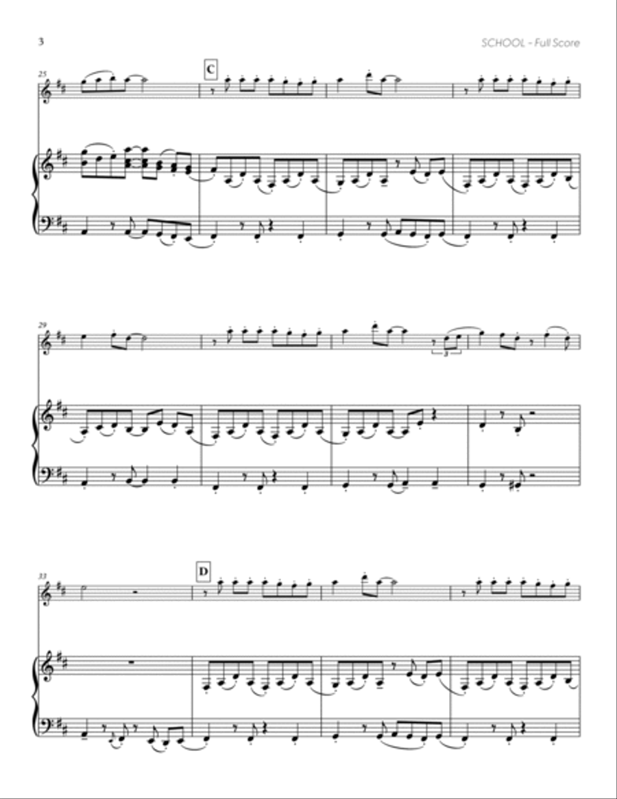 School (from DELTARUNE) (for Solo Violin with Piano Accompaniment) Violin Solo scores gallery preview page 4