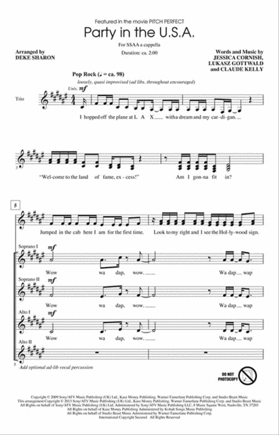Party in the U.S.A. Party in the U.S.A. SSAA scores gallery preview page 2