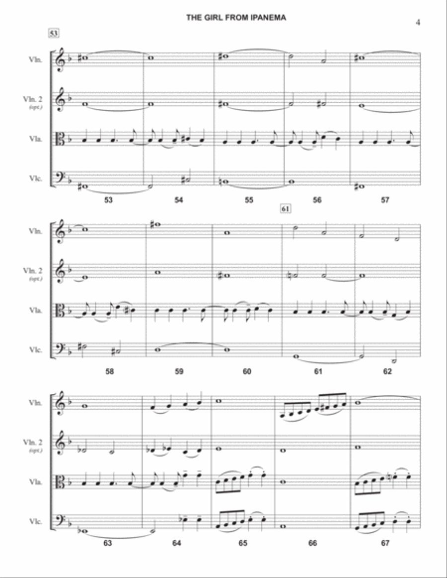 The Girl From Ipanema (Garota De Ipanema) String Quartet scores gallery preview page 4