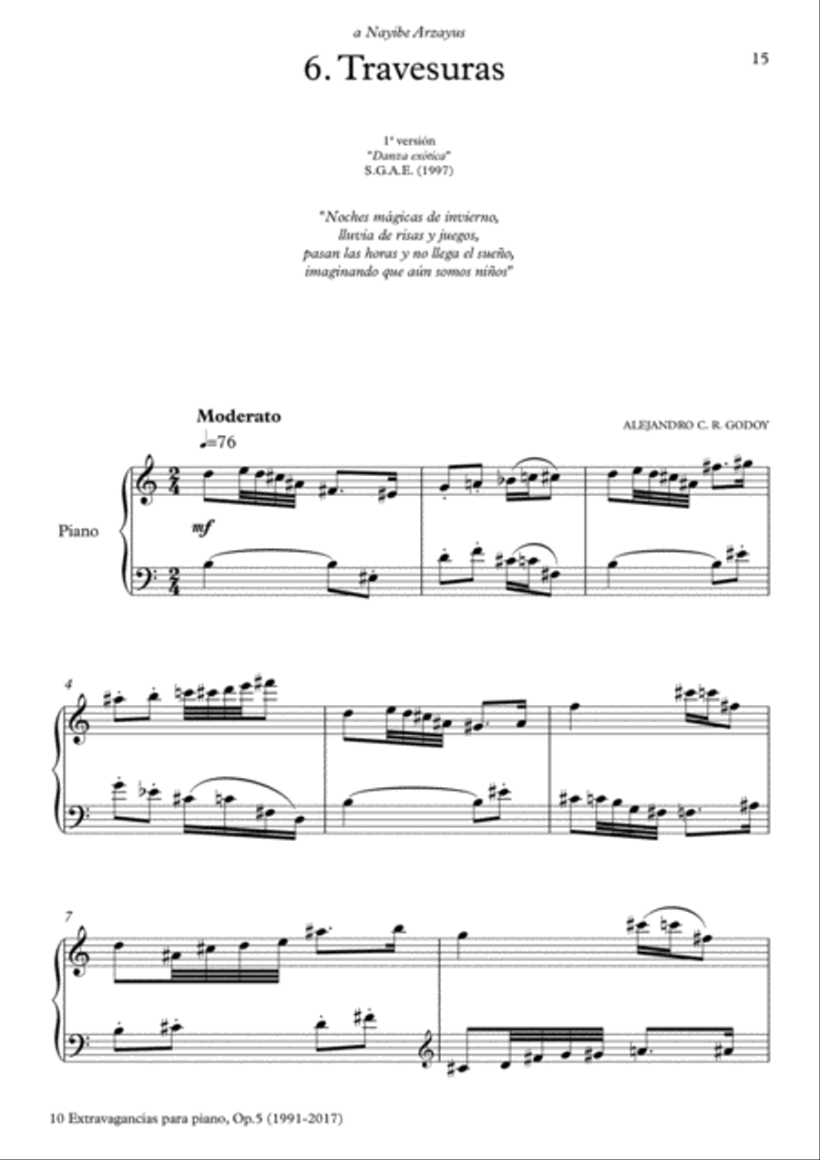 10 Extravagancias para piano, Op. 5 (2017) 6. Travesuras Piano Solo scores gallery preview page 1