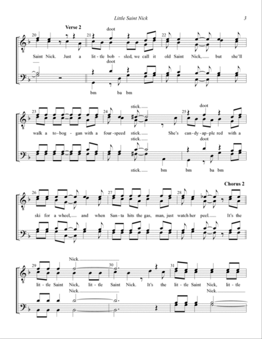 Little Saint Nick (arr. Jon Nicholas) TTBB scores gallery preview page 3