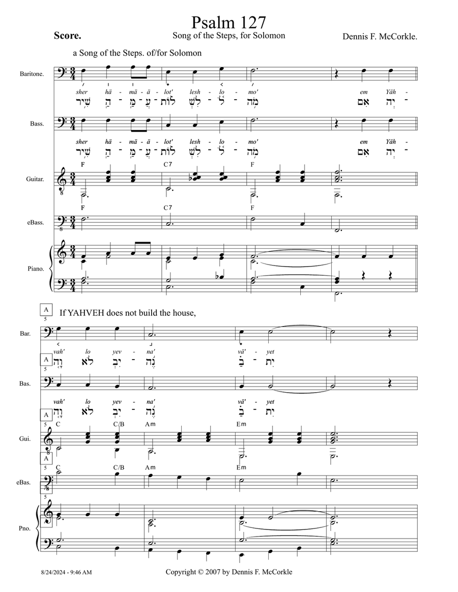 Psalm 127 - Score Only Small Ensemble scores gallery preview page 1