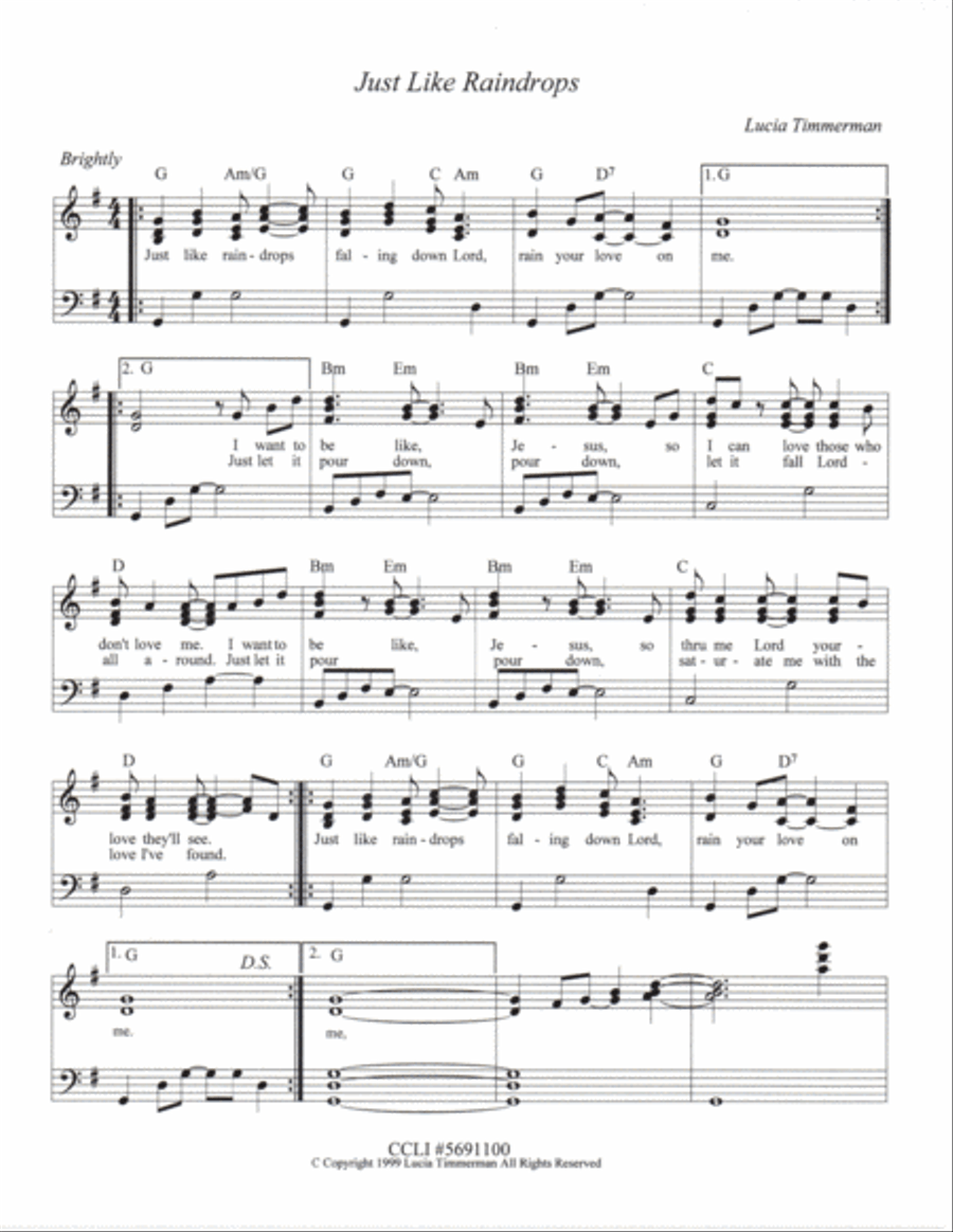 Just Like Raindrops Just Like Raindrops Voice scores gallery preview page 1