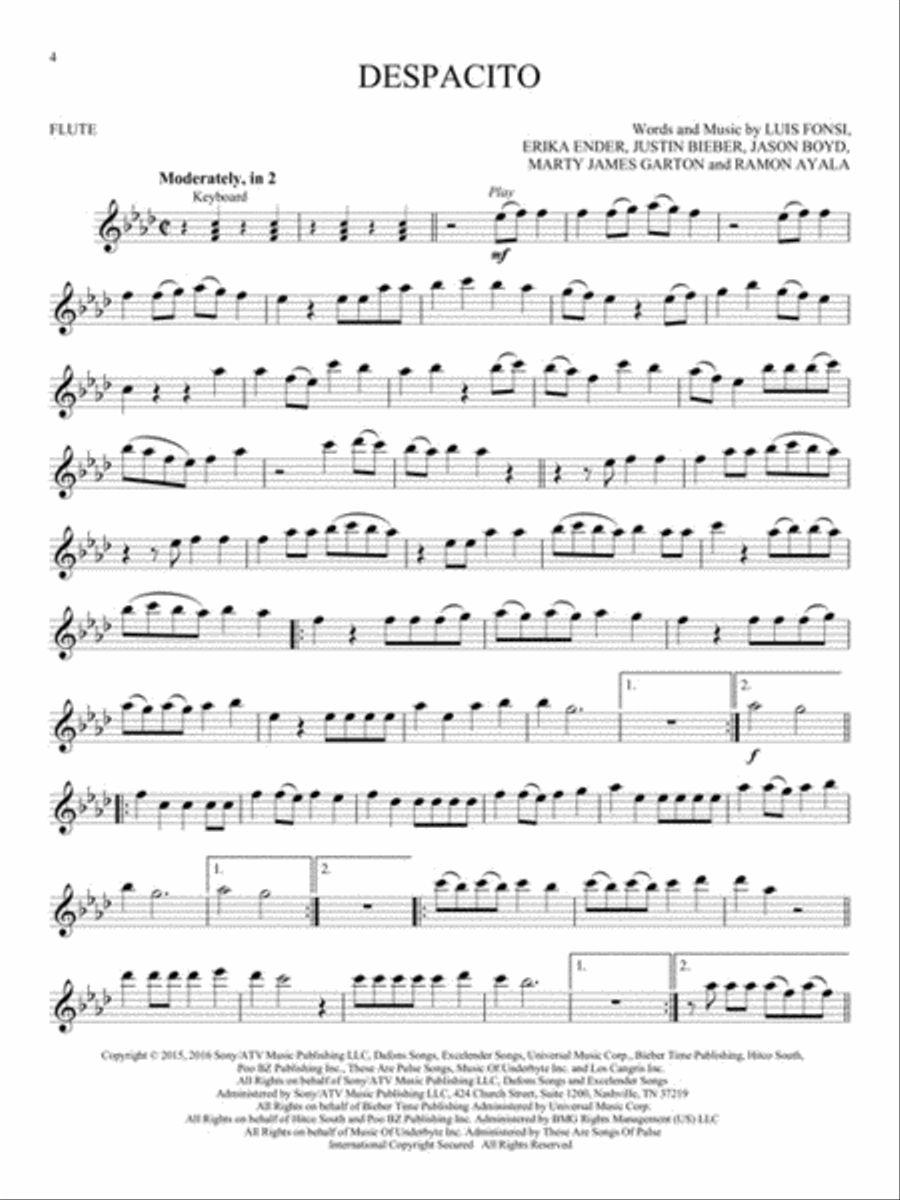 12 Pop Hits Flute Solo scores gallery preview page 3