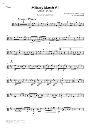 Military March No.1, Op.51 - Viola and Piano (Individual Parts)