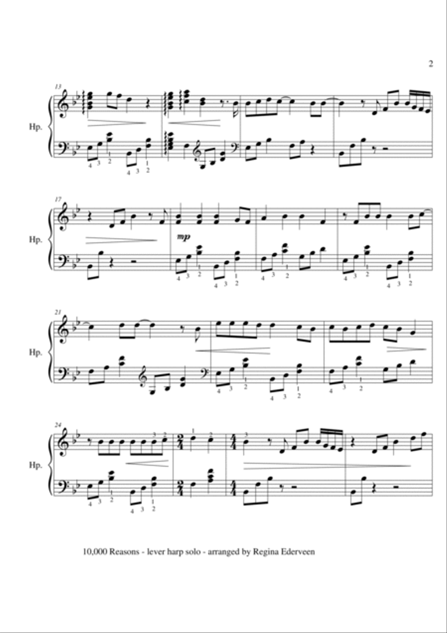 10,000 Reasons (bless The Lord) Celtic Harp scores gallery preview page 2