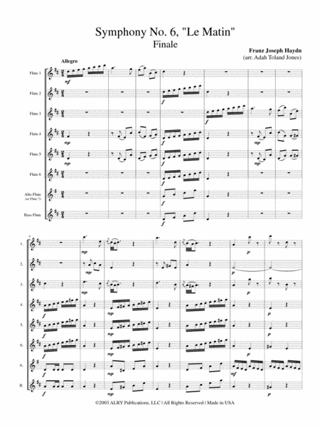 Symphony No. 6 "Le Matin": Finale for Flute Choir image number null