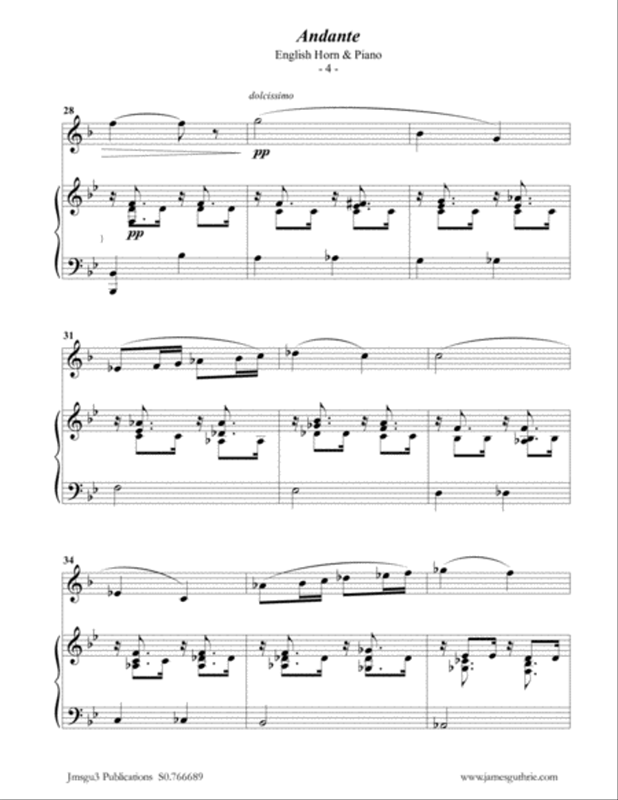 Fauré: Andante Op. 75 for English Horn & Piano English Horn scores gallery preview page 4