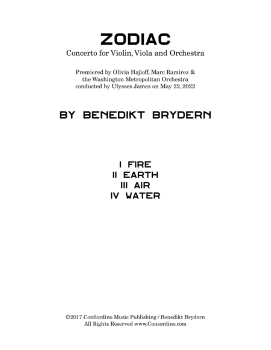 ZODIAC - Double Concerto for Violin, Viola and Piano Violin Solo scores gallery preview page 2