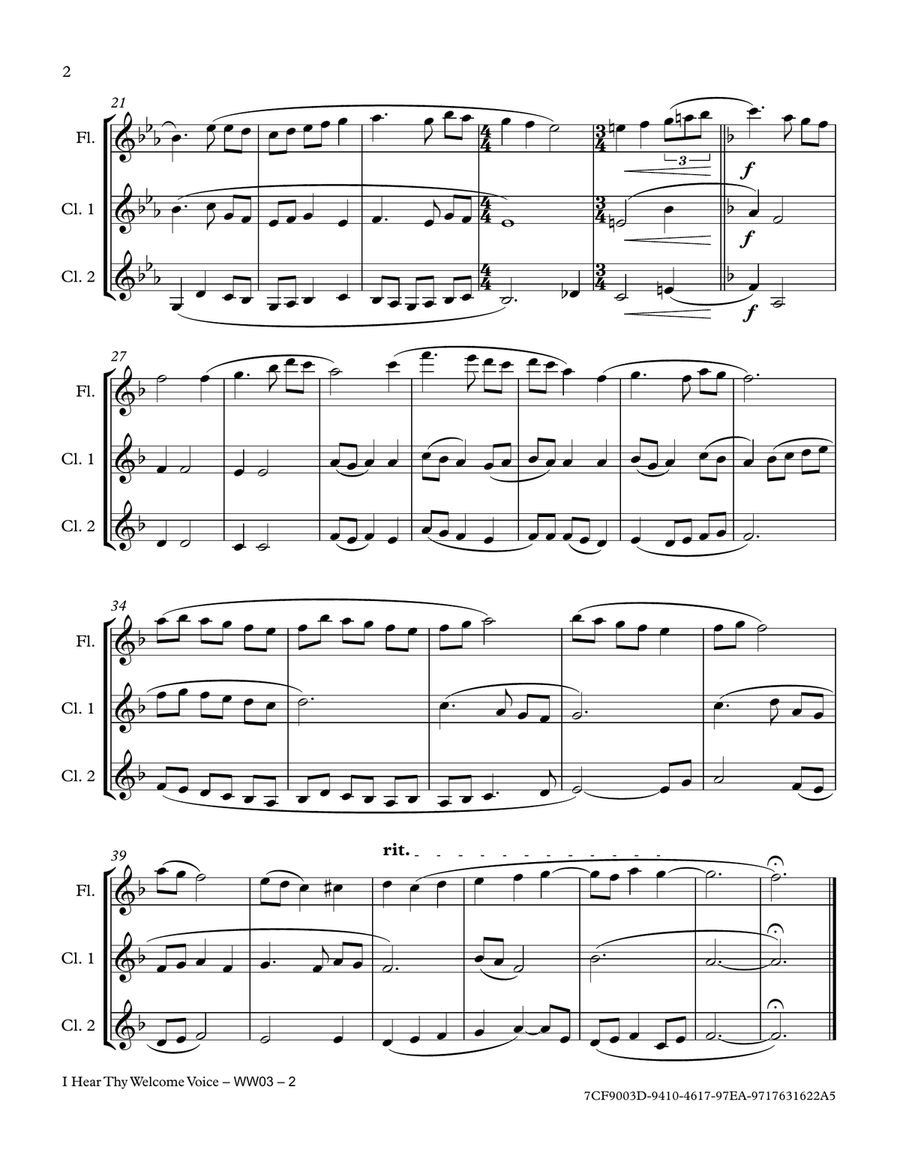 I Hear Thy Welcome Voice Woodwind Trio scores gallery preview page 2