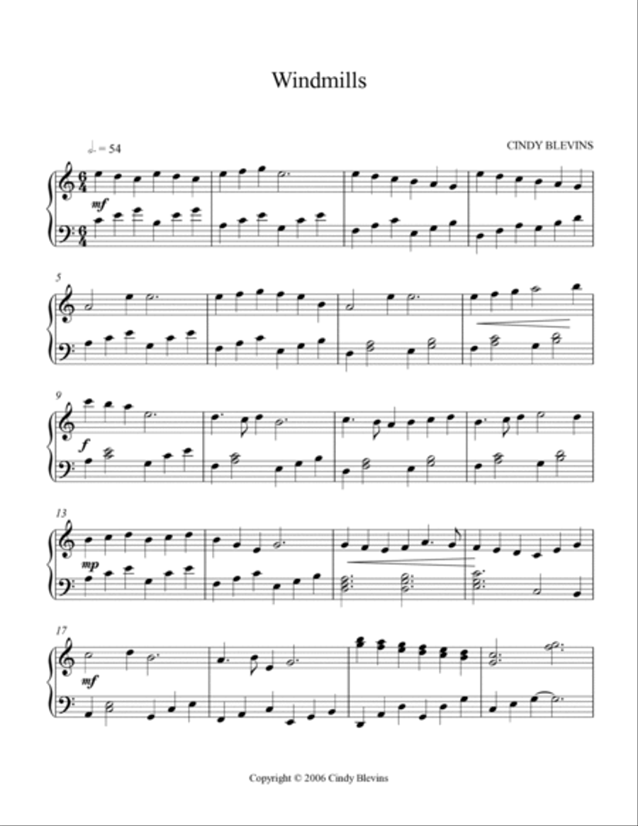 Windmills, original piano solo Piano Solo scores gallery preview page 2
