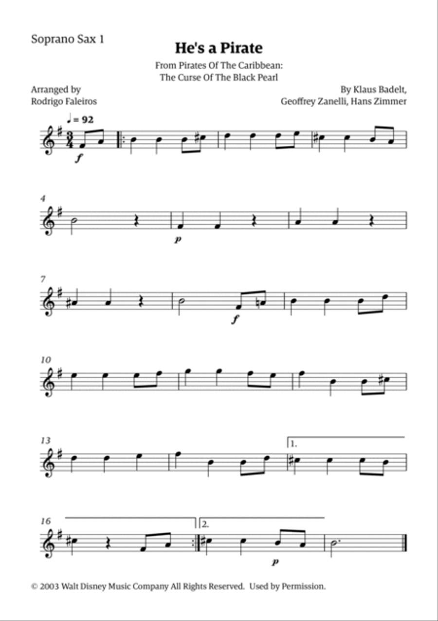 He's A Pirate Woodwind Duet scores gallery preview page 2